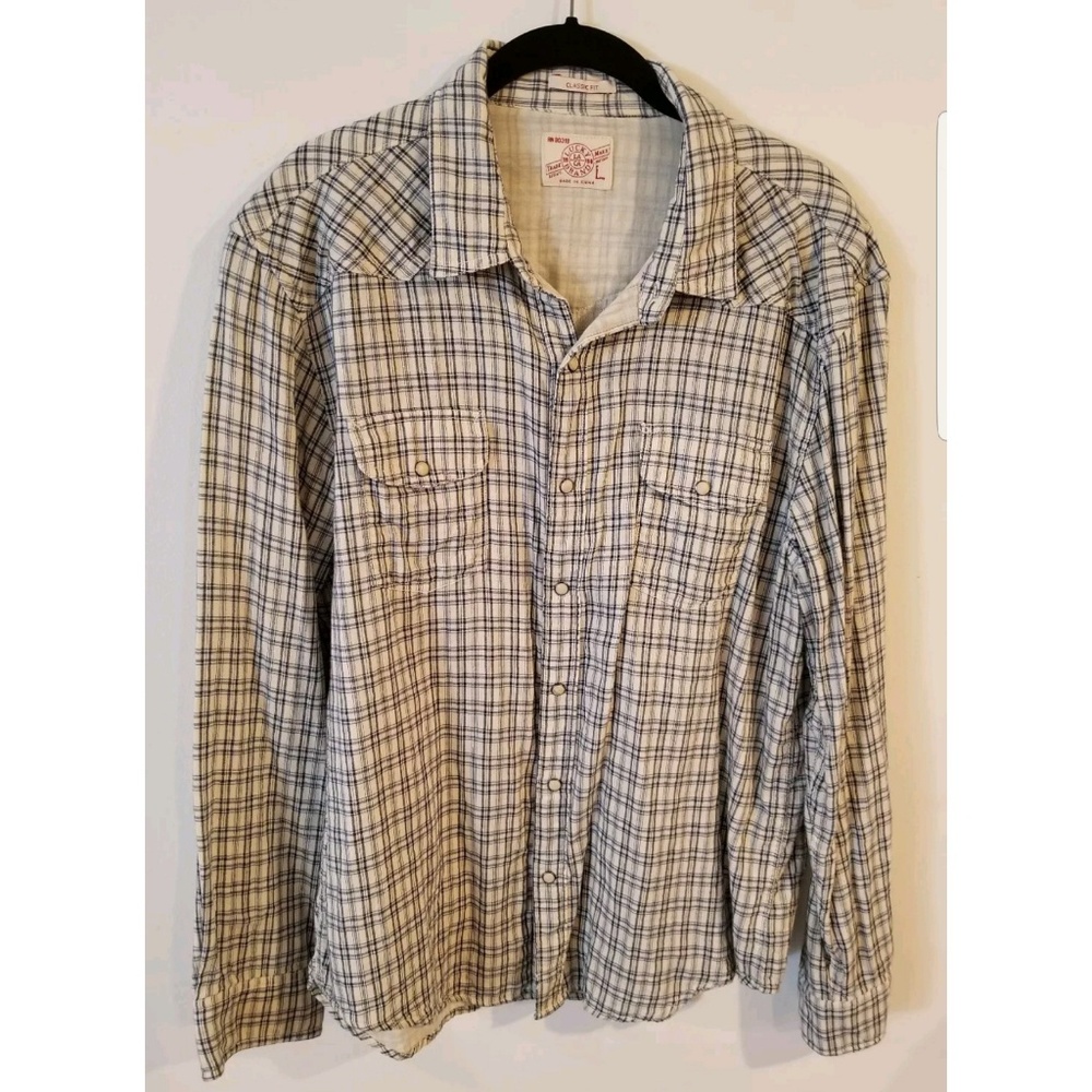 Lucky Brand plaid western pearl snap men's shirt